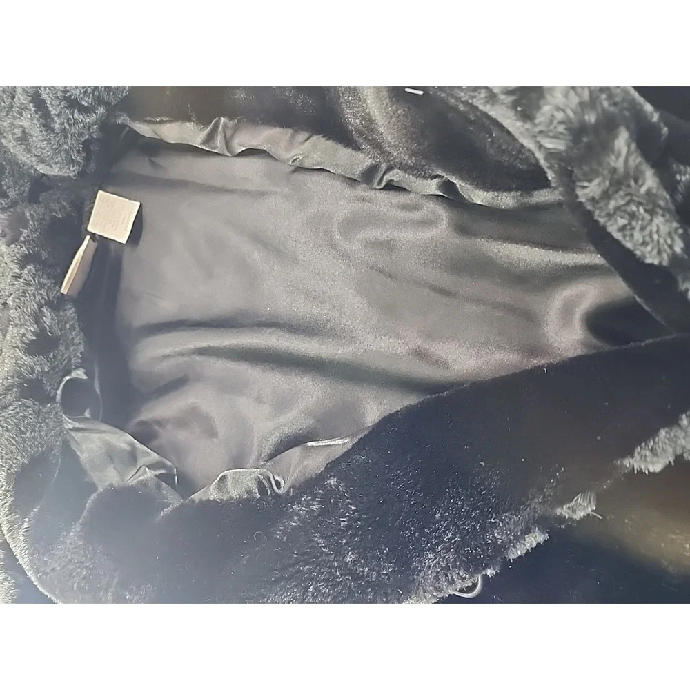 Y2K Blair Black Faux Fur Coat Womens  Sm with Pockets‎